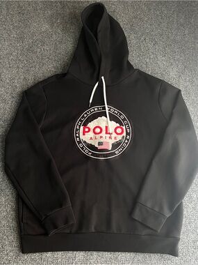 Polo Ralph Lauren Alpine World Cup Racing Hoodie Black XL USA Ski Mountain